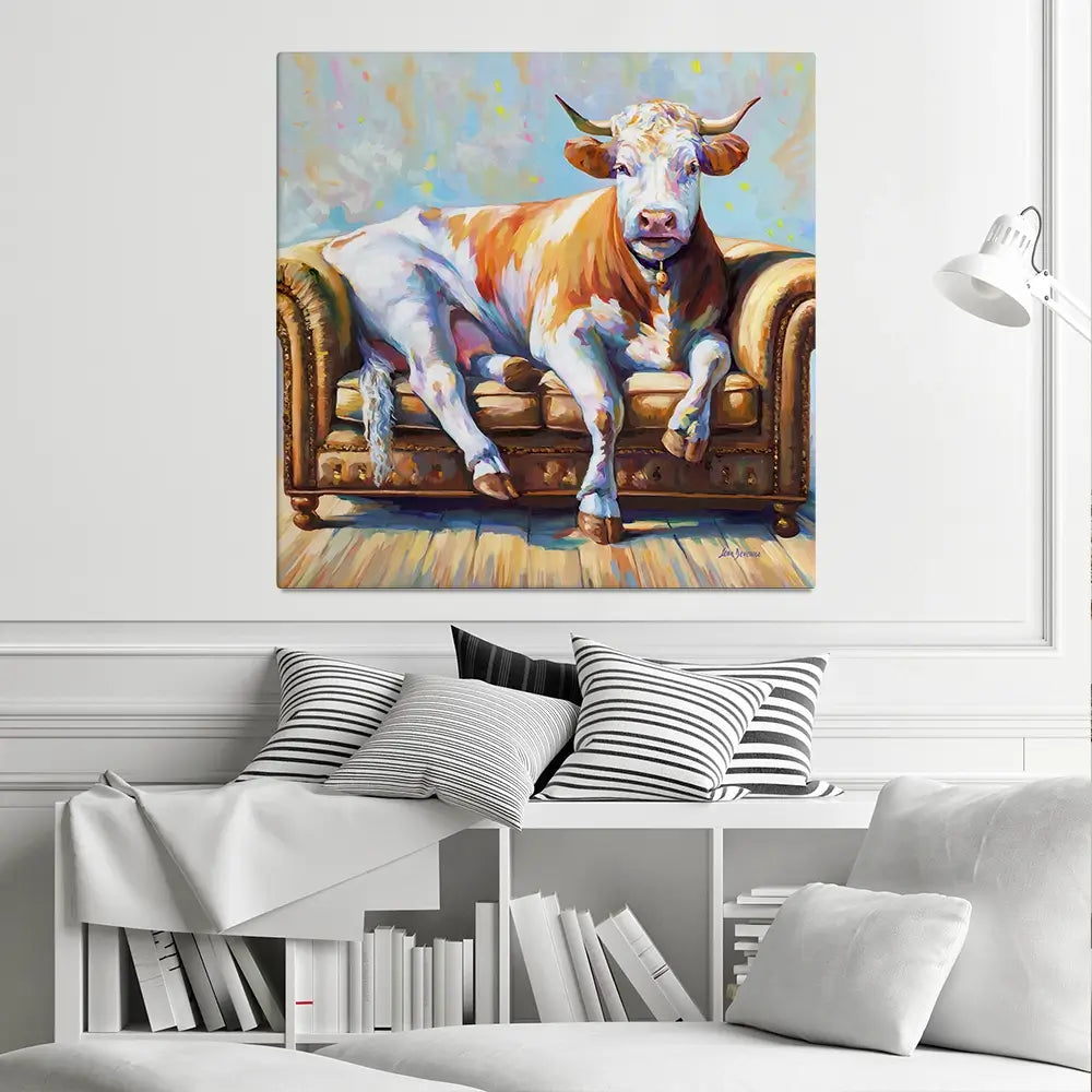 Cow's Day Off Canvas Print Cow's Day Off Canvas Print wall art product Leon Devenice