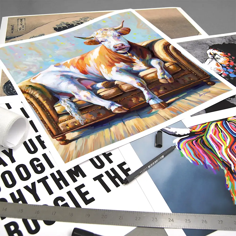 Cow's Day Off Square Art Print Cow's Day Off Square Art Print wall art product Leon Devenice