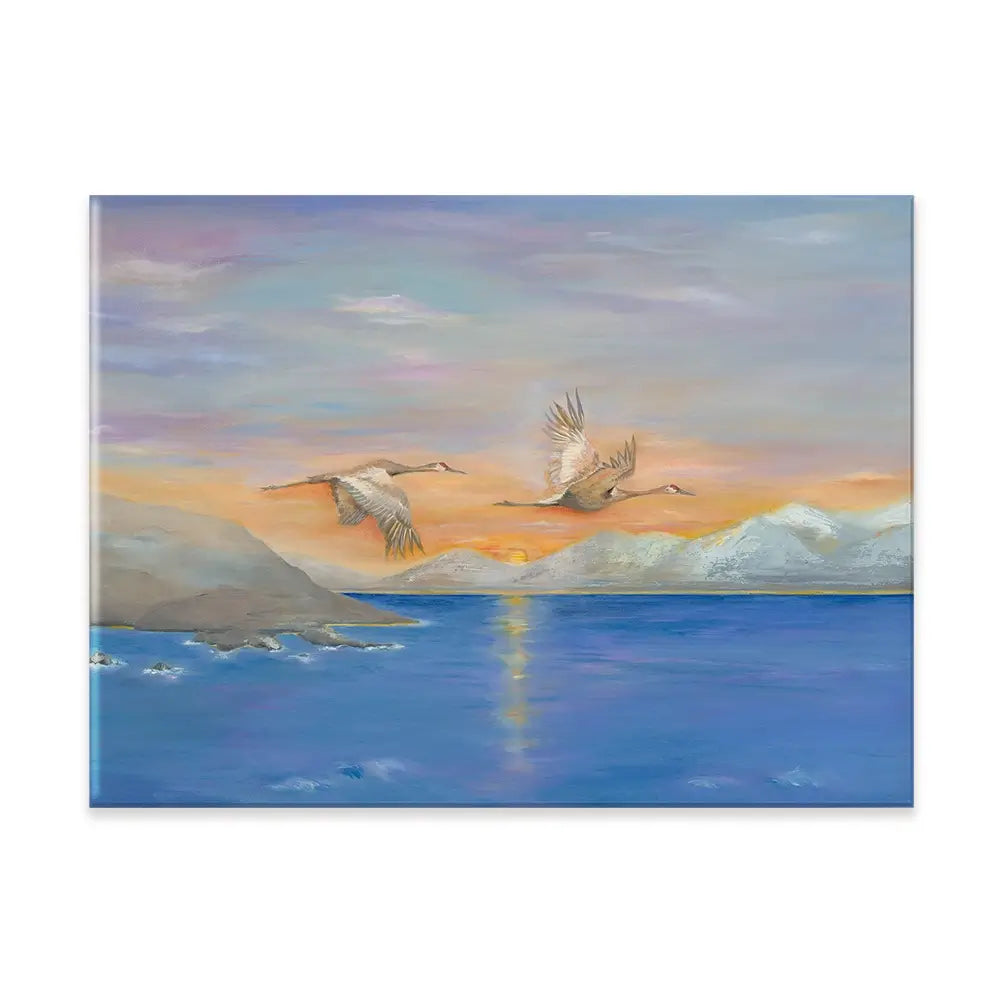 Cranes In Flight At Sunset Canvas Print Cranes In Flight At Sunset Canvas Print wall art product Karen Sutton