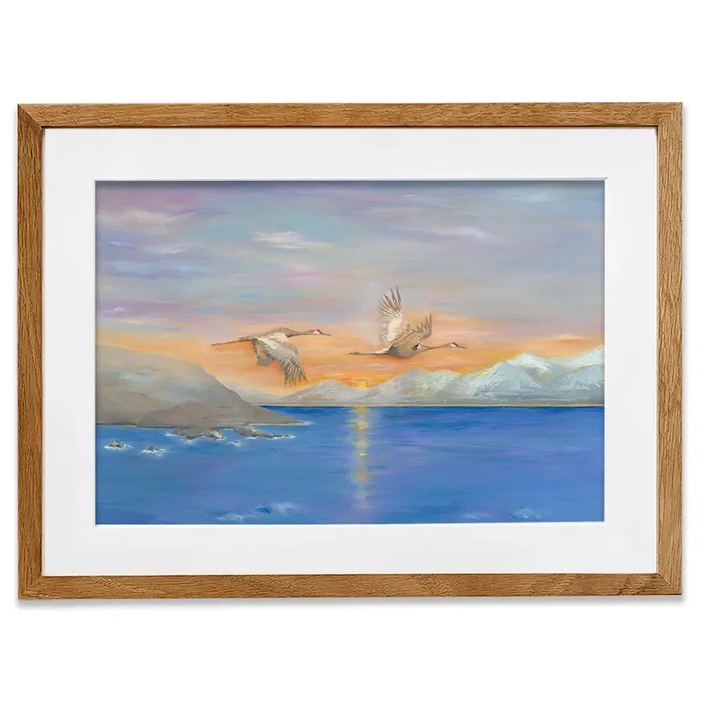 Cranes In Flight At Sunset Framed Art Print Cranes In Flight At Sunset Framed Art Print wall art product Karen Sutton