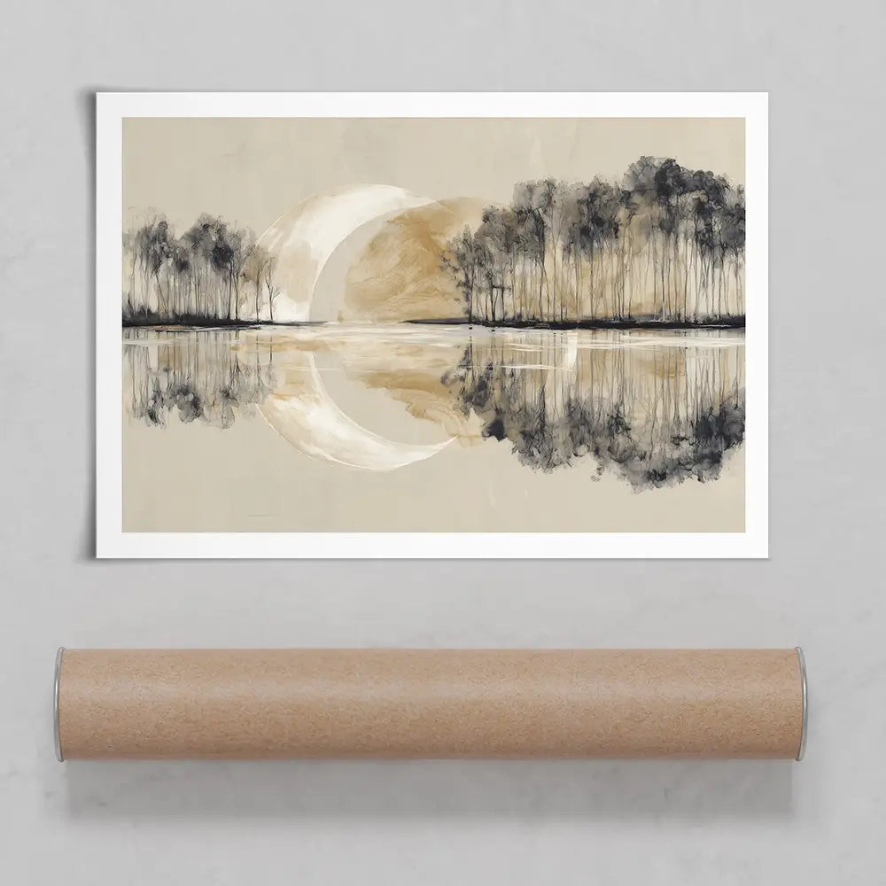 Crescent Moon Mirror Art Print Crescent Moon Mirror Art Print wall art product Chromatic Storm Studio