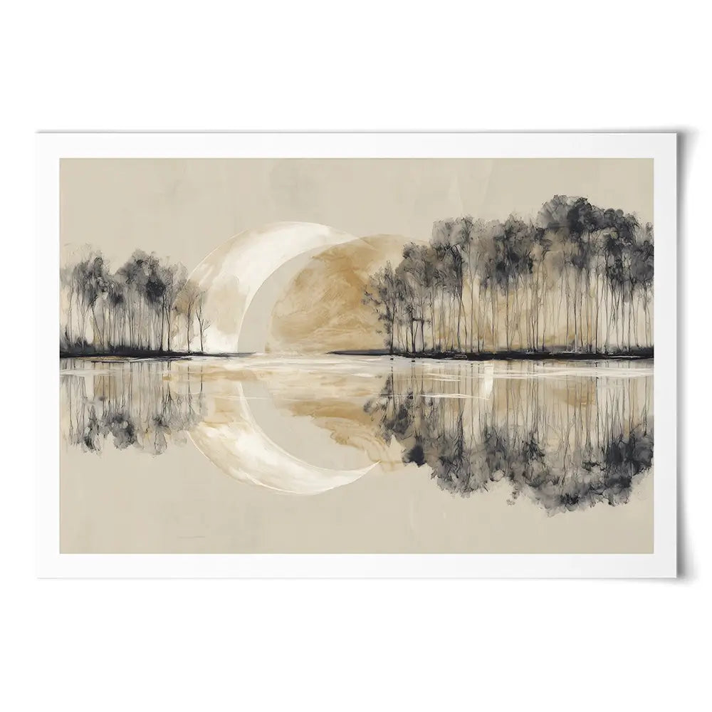 Crescent Moon Mirror Art Print Crescent Moon Mirror Art Print wall art product Chromatic Storm Studio