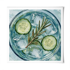 Cucumber And Rosemary Gin And Tonic Cocktail Square Art Print Cucumber And Rosemary Gin And Tonic Cocktail Square Art Print wall art product David Alexander Elder