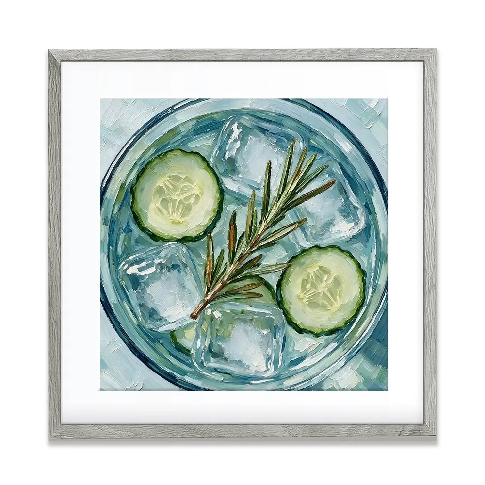 Cucumber And Rosemary Gin And Tonic Cocktail Square Framed Art Print Cucumber And Rosemary Gin And Tonic Cocktail Square Framed Art Print wall art product David Alexander Elder