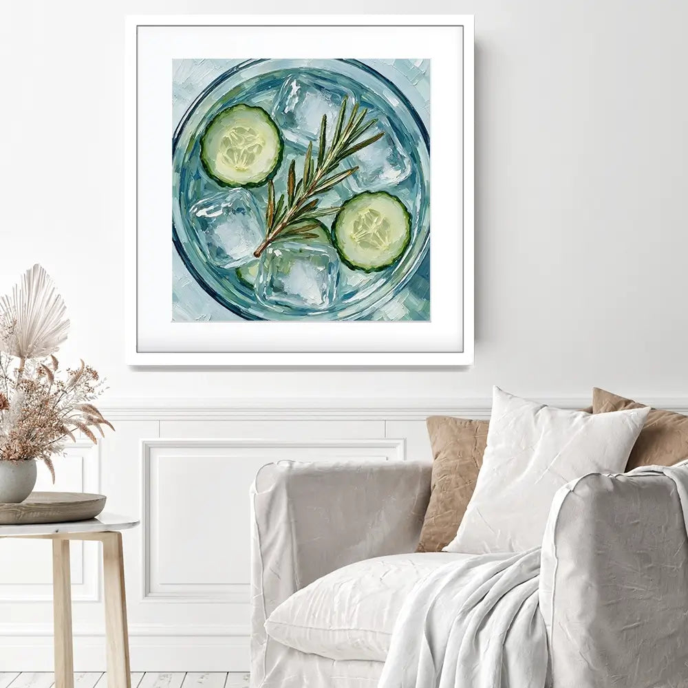 Cucumber And Rosemary Gin And Tonic Cocktail Square Framed Art Print Cucumber And Rosemary Gin And Tonic Cocktail Square Framed Art Print wall art product David Alexander Elder
