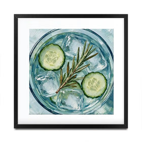 Cucumber And Rosemary Gin And Tonic Cocktail Square Framed Art Print Cucumber And Rosemary Gin And Tonic Cocktail Square Framed Art Print wall art product David Alexander Elder