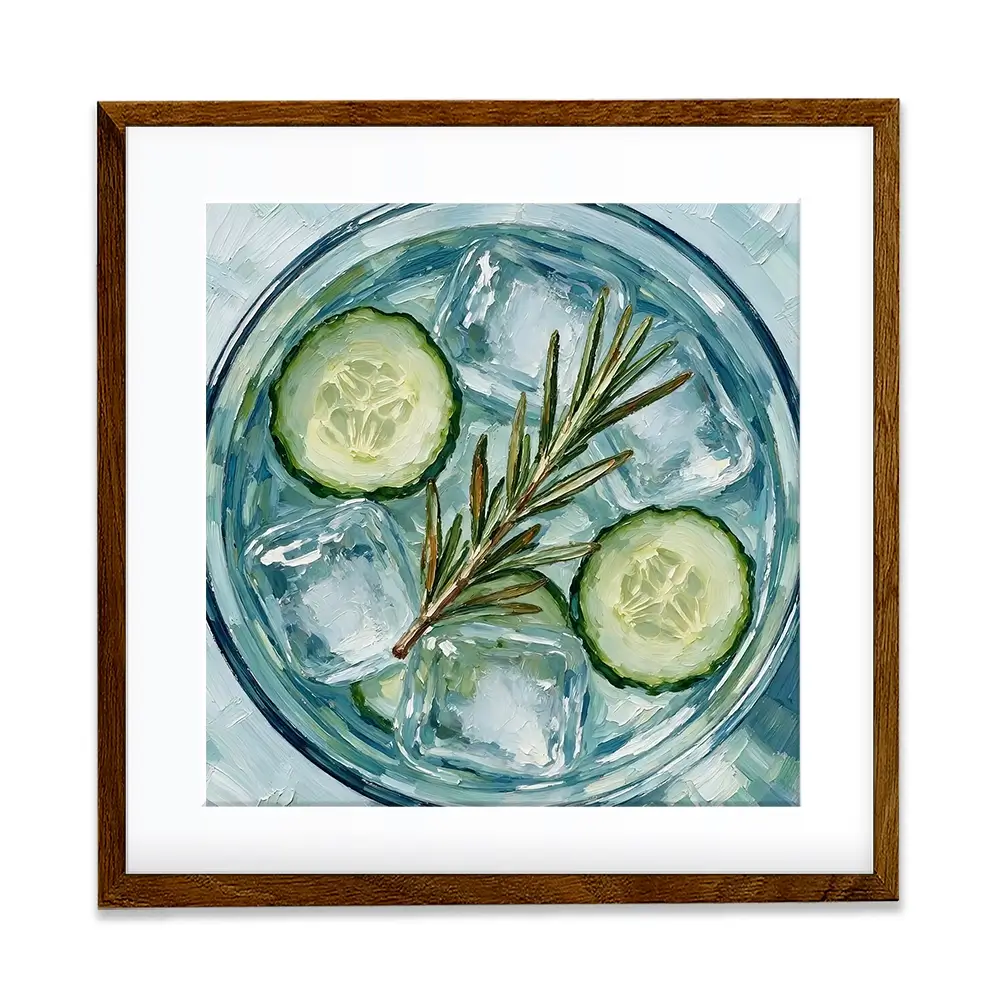 Cucumber And Rosemary Gin And Tonic Cocktail Square Framed Art Print Cucumber And Rosemary Gin And Tonic Cocktail Square Framed Art Print wall art product David Alexander Elder