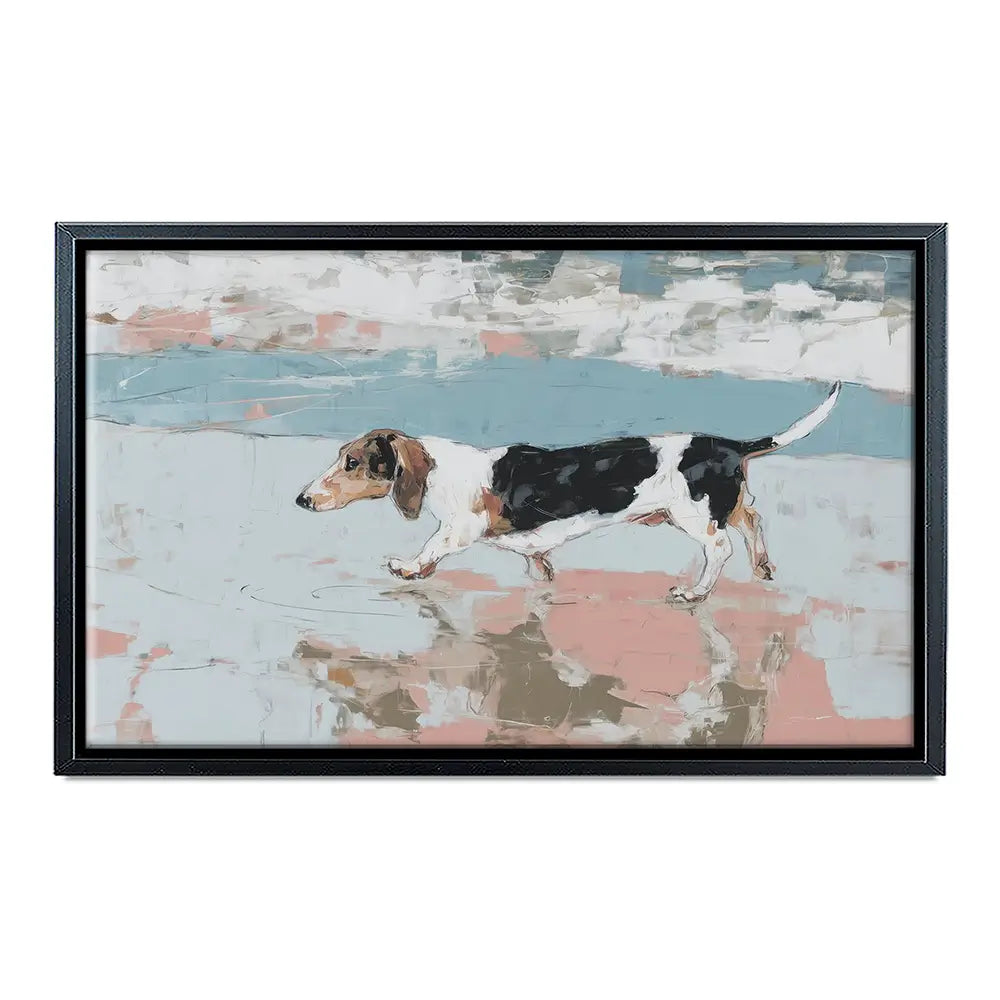 Dachshund At The Beach Canvas Print Dachshund At The Beach Canvas Print wall art product Chromatic Storm Studio