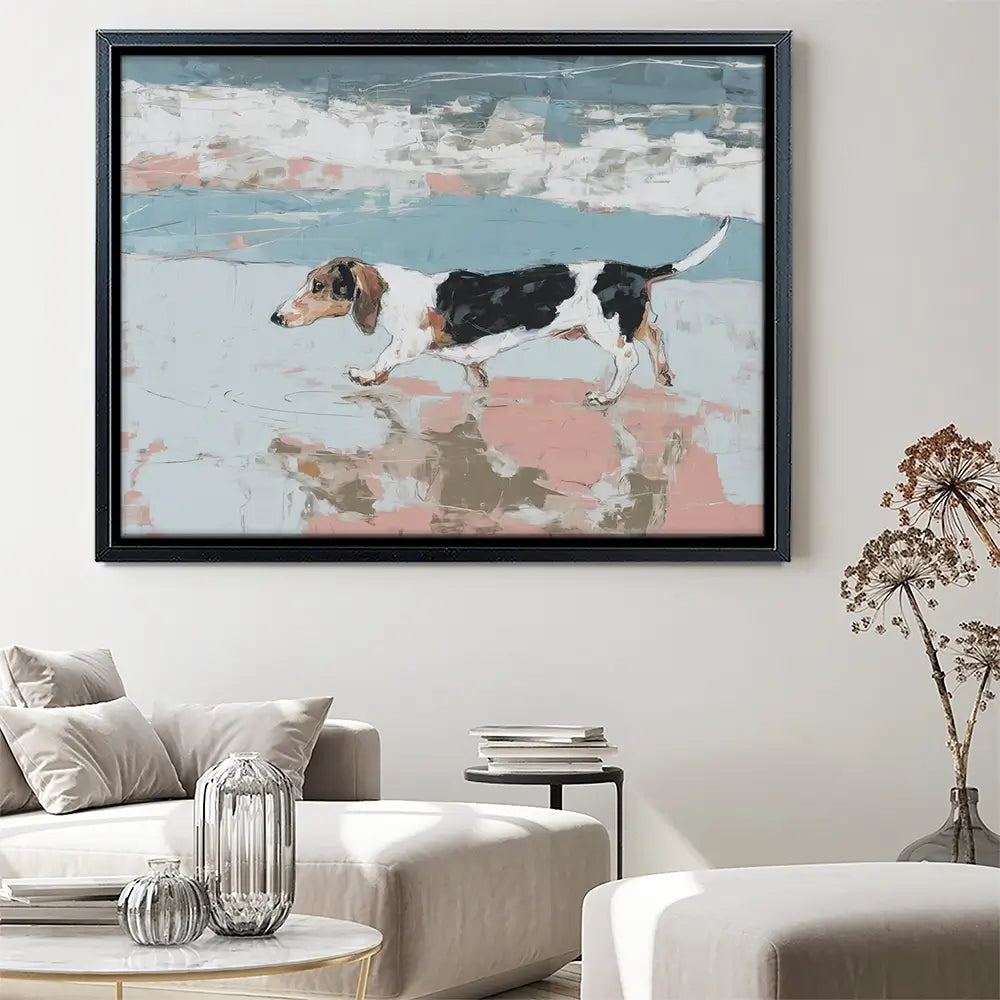 Dachshund At The Beach Canvas Print Dachshund At The Beach Canvas Print wall art product Chromatic Storm Studio