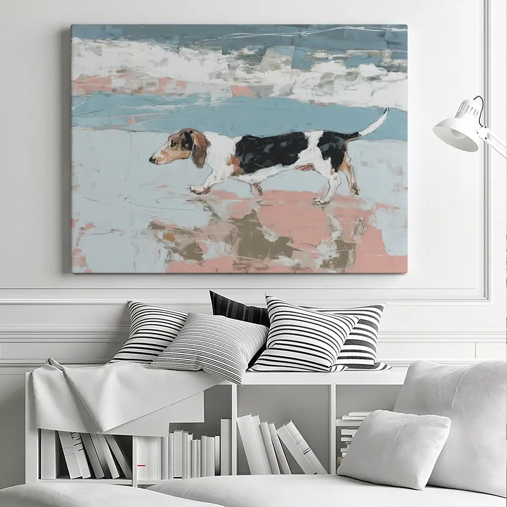 Dachshund At The Beach Canvas Print Dachshund At The Beach Canvas Print wall art product Chromatic Storm Studio