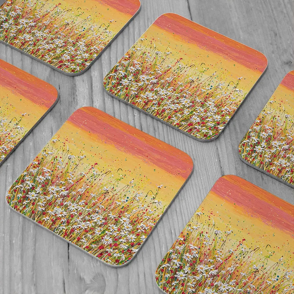 Daisies At Sunset Coaster Set Daisies At Sunset Coaster Set wall art product Olga Tkachyk