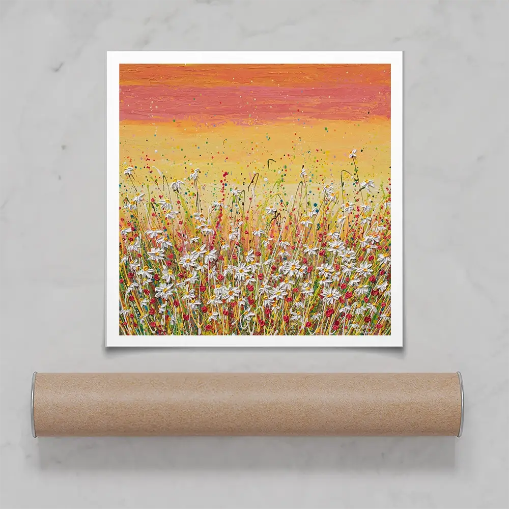 Daisies At Sunset Square Art Print Daisies At Sunset Square Art Print wall art product Art Print Shop