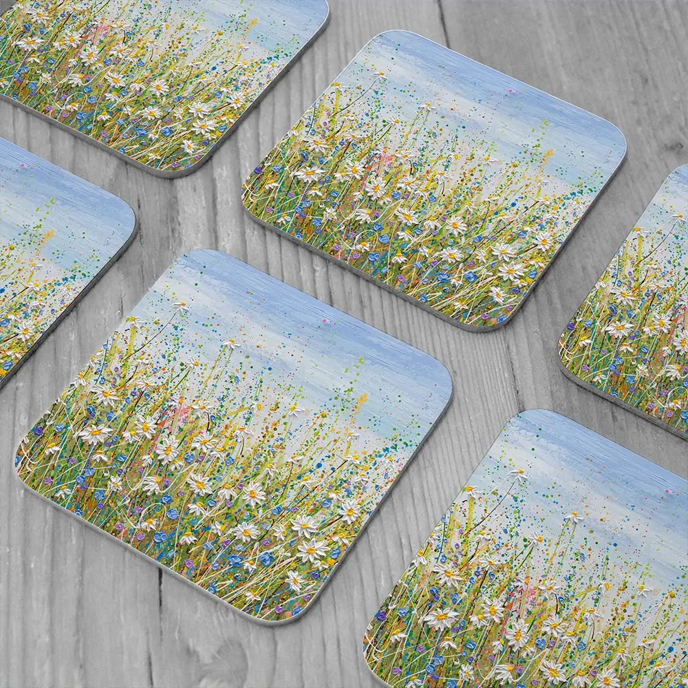 Daisies In July Coaster Set Daisies In July Coaster Set wall art product Olga Tkachyk