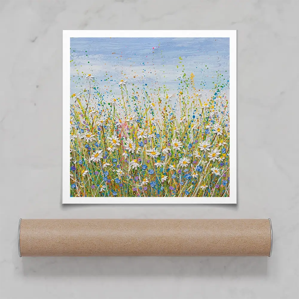 Daisies In July Square Art Print Daisies In July Square Art Print wall art product Olga Tkachyk