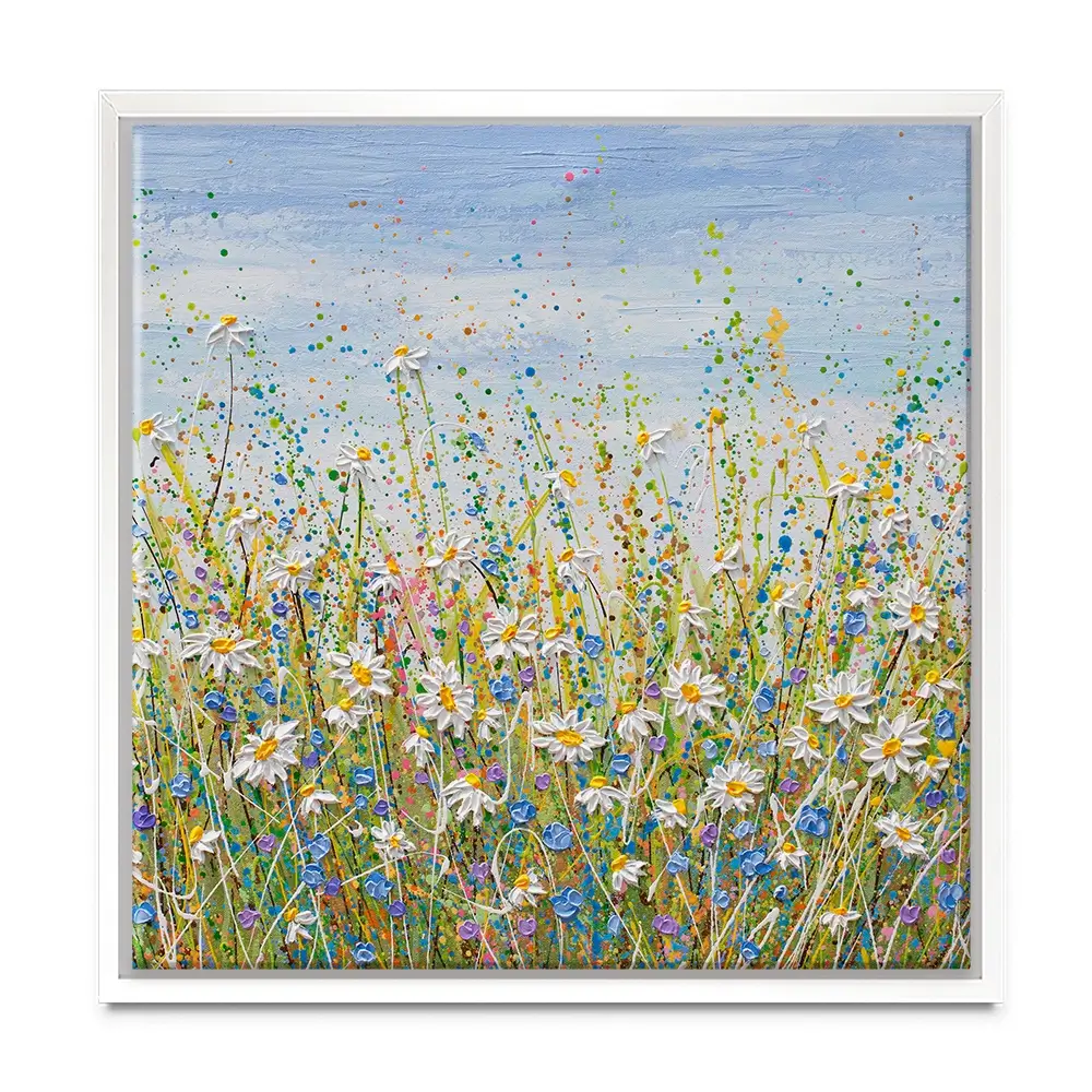 Daisies In July Square Canvas Print Daisies In July Square Canvas Print wall art product Olga Tkachyk