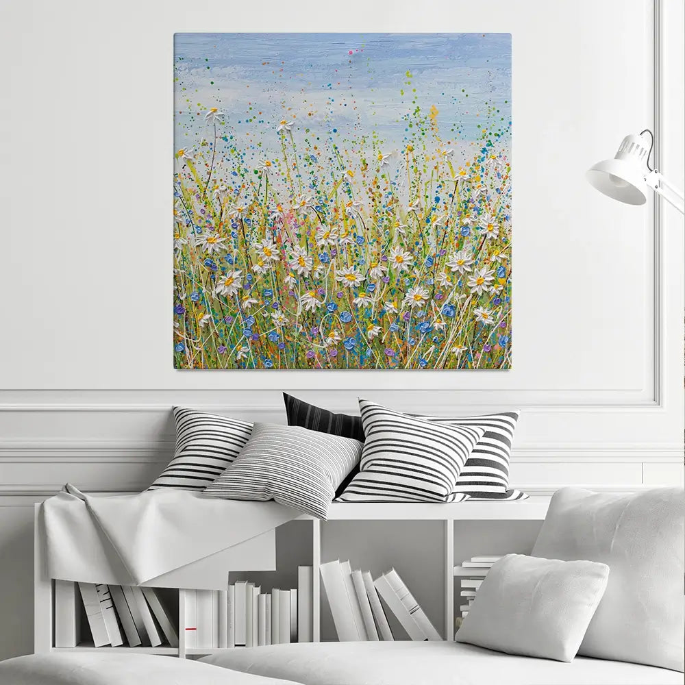 Daisies In July Square Canvas Print Daisies In July Square Canvas Print wall art product Olga Tkachyk