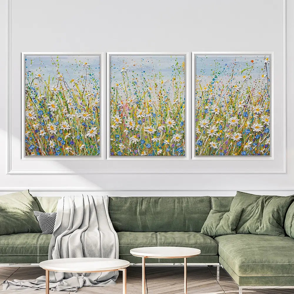 Daisies In July Trio Canvas Print Daisies In July Trio Canvas Print wall art product Olga Tkachyk