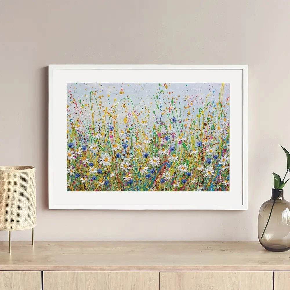 Daisy Splash Framed Art Print Daisy Splash Framed Art Print | Daisy Splash Framed Artwork |Daisy Art wall art product Olga Tkachyk