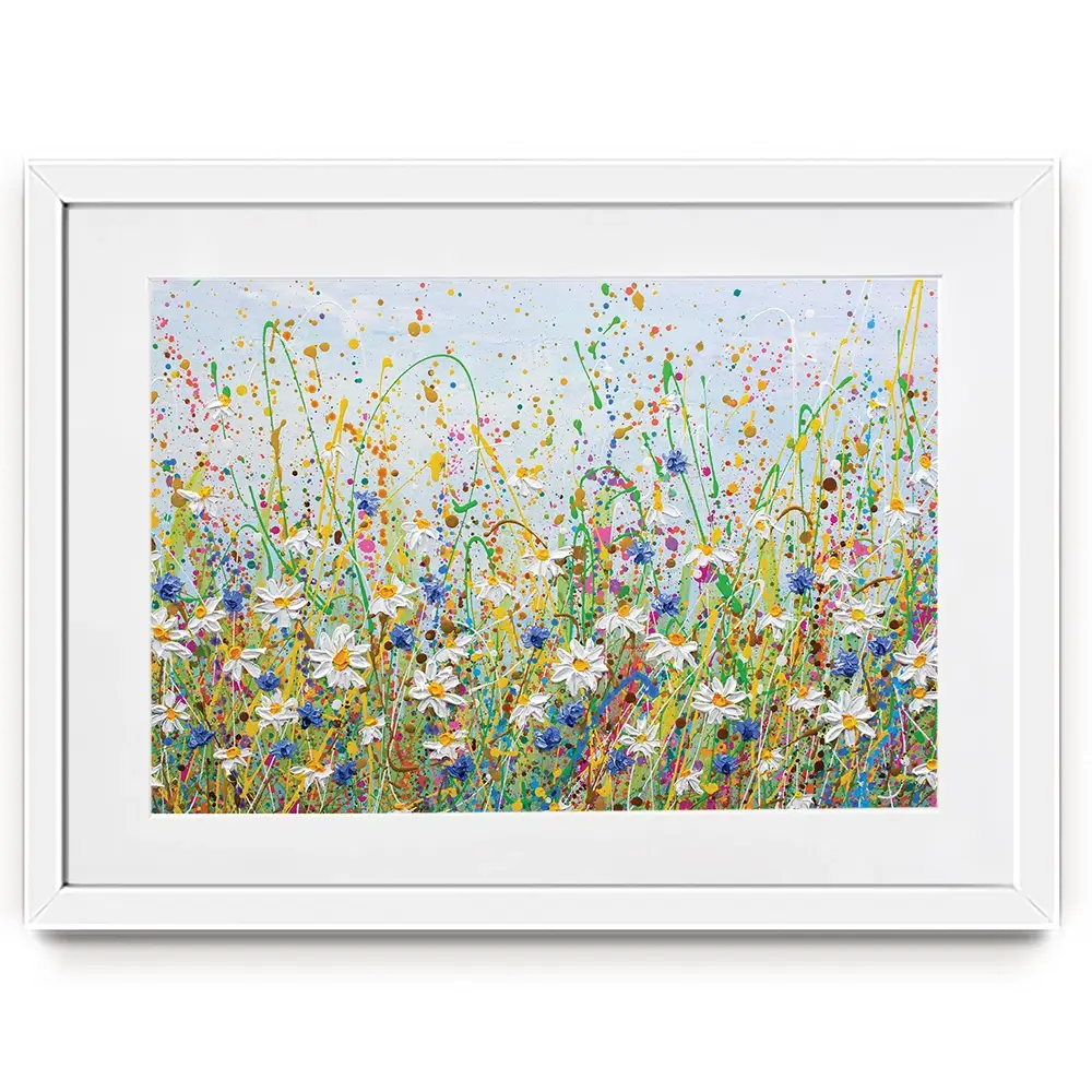 Daisy Splash Framed Art Print Daisy Splash Framed Art Print | Daisy Splash Framed Artwork |Daisy Art wall art product Olga Tkachyk