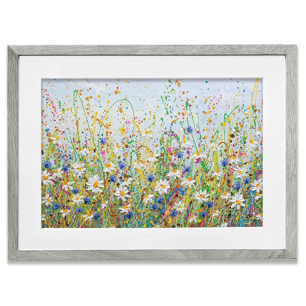 Daisy Splash Framed Art Print Daisy Splash Framed Art Print | Daisy Splash Framed Artwork |Daisy Art wall art product Olga Tkachyk