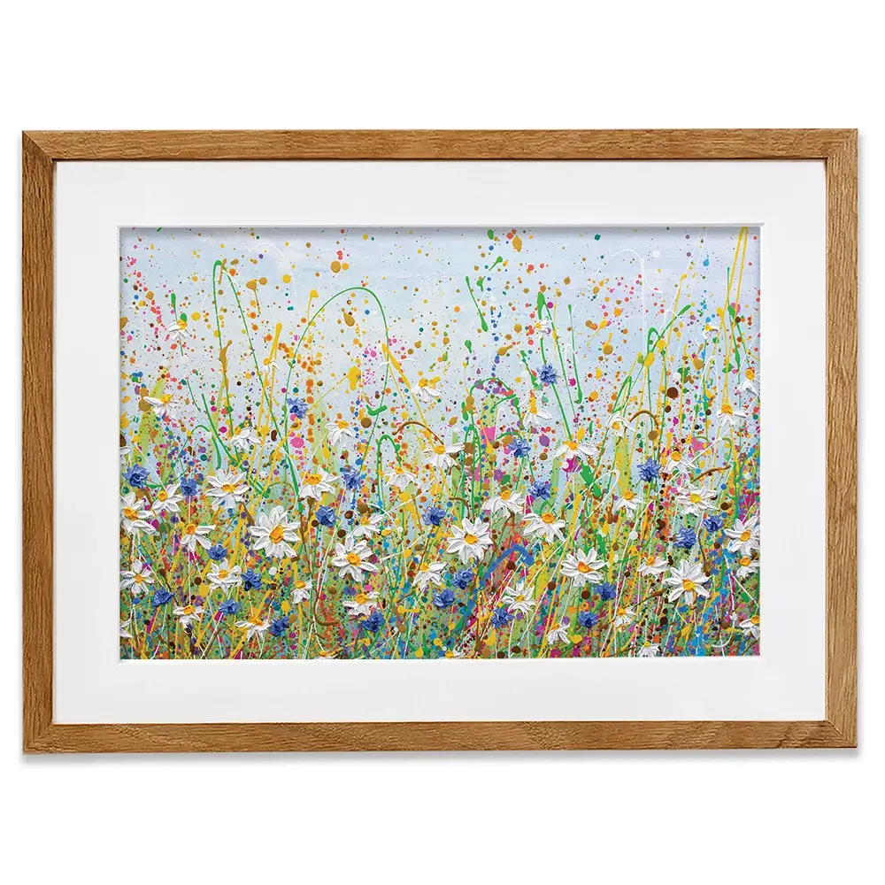 Daisy Splash Framed Art Print Daisy Splash Framed Art Print | Daisy Splash Framed Artwork |Daisy Art wall art product Olga Tkachyk