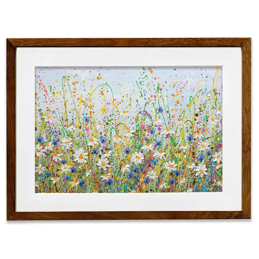 Daisy Splash Framed Art Print Daisy Splash Framed Art Print | Daisy Splash Framed Artwork |Daisy Art wall art product Olga Tkachyk