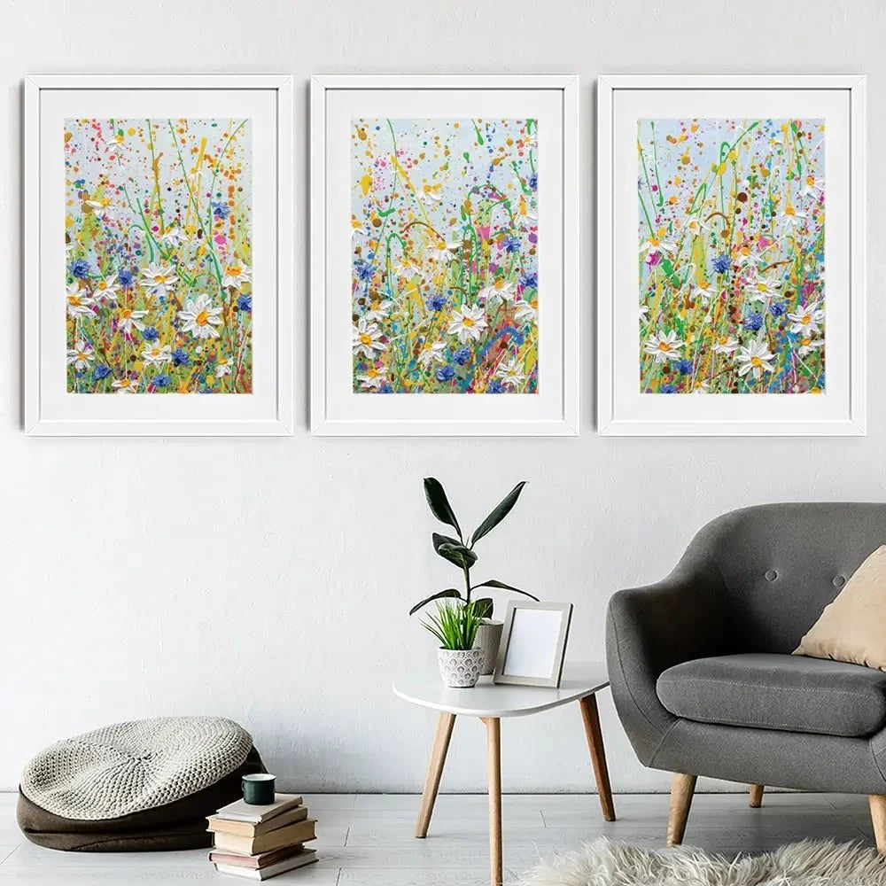 Daisy Splash Framed Art Print Trio Daisy Splash Framed Art Print Trio wall art product Olga Tkachyk