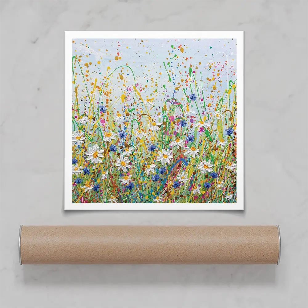 Daisy Splash Square Art Print Daisy Splash Square Art Print wall art product Olga Tkachyk