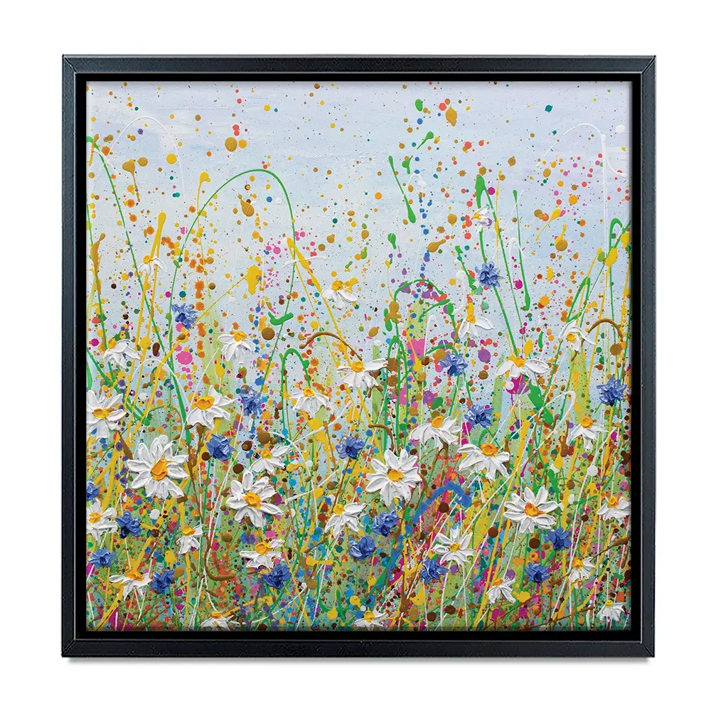 Daisy Splash Square Canvas Print Daisy Splash Square Canvas Print | Daisy Splash Square Artwork wall art product Olga Tkachyk