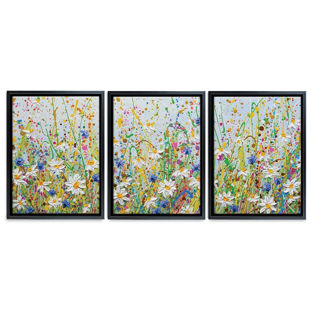 Daisy Splash Trio Canvas Print Daisy Splash Trio Canvas Print | Daisy Splash Trio Artwork | Daisy Art wall art product Olga Tkachyk