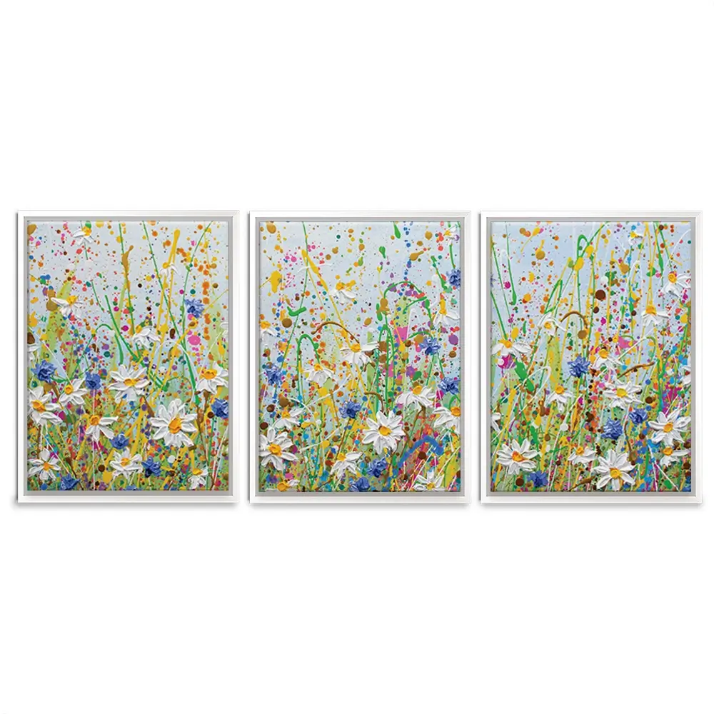 Daisy Splash Trio Canvas Print Daisy Splash Trio Canvas Print | Daisy Splash Trio Artwork | Daisy Art wall art product Olga Tkachyk