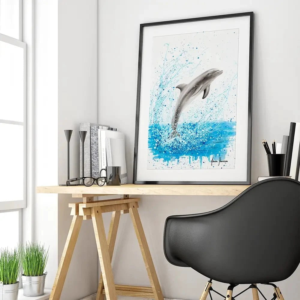 Dancing Dolphin Framed Art Print Dancing Dolphin Framed Art Print wall art product Ashvin Harrison
