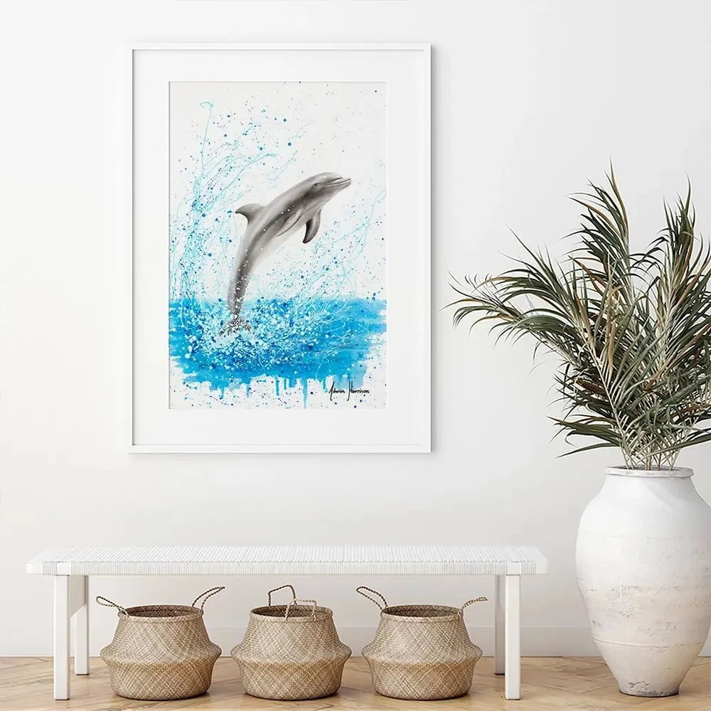 Dancing Dolphin Framed Art Print Dancing Dolphin Framed Art Print wall art product Ashvin Harrison