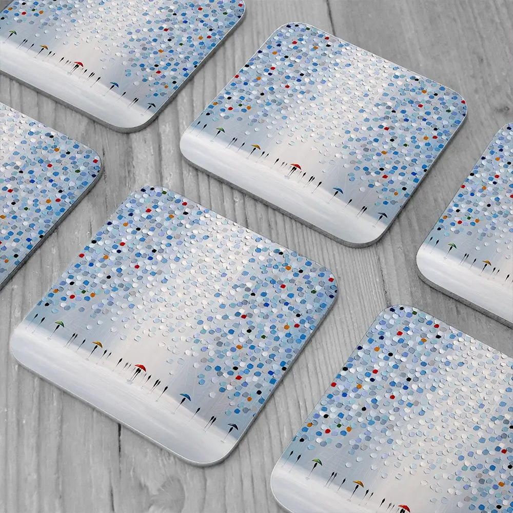Dancing In The Pale Blue Rain Coaster Set Dancing In The Pale Blue Rain Coaster Set wall art product Ekaterina Ermilkina