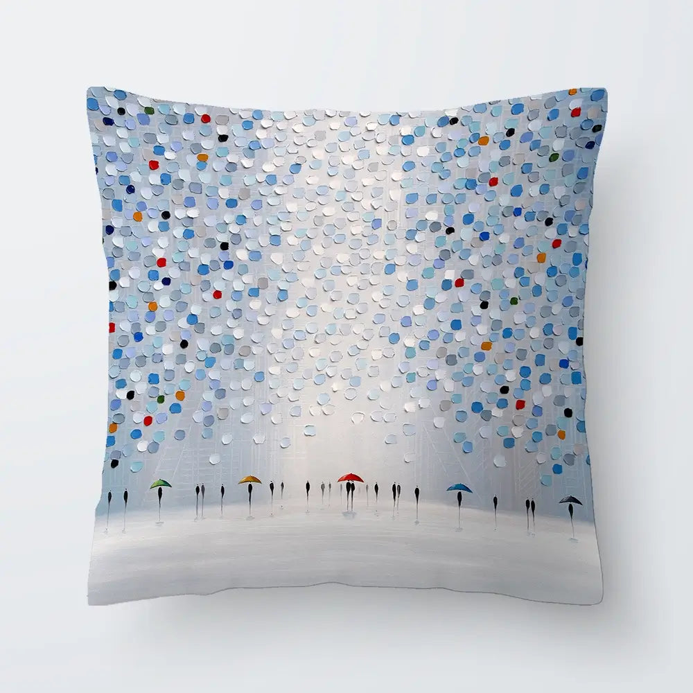 Dancing In The Pale Blue Rain Cushion Dancing In The Pale Blue Rain Cushion wall art product Ekaterina Ermilkina