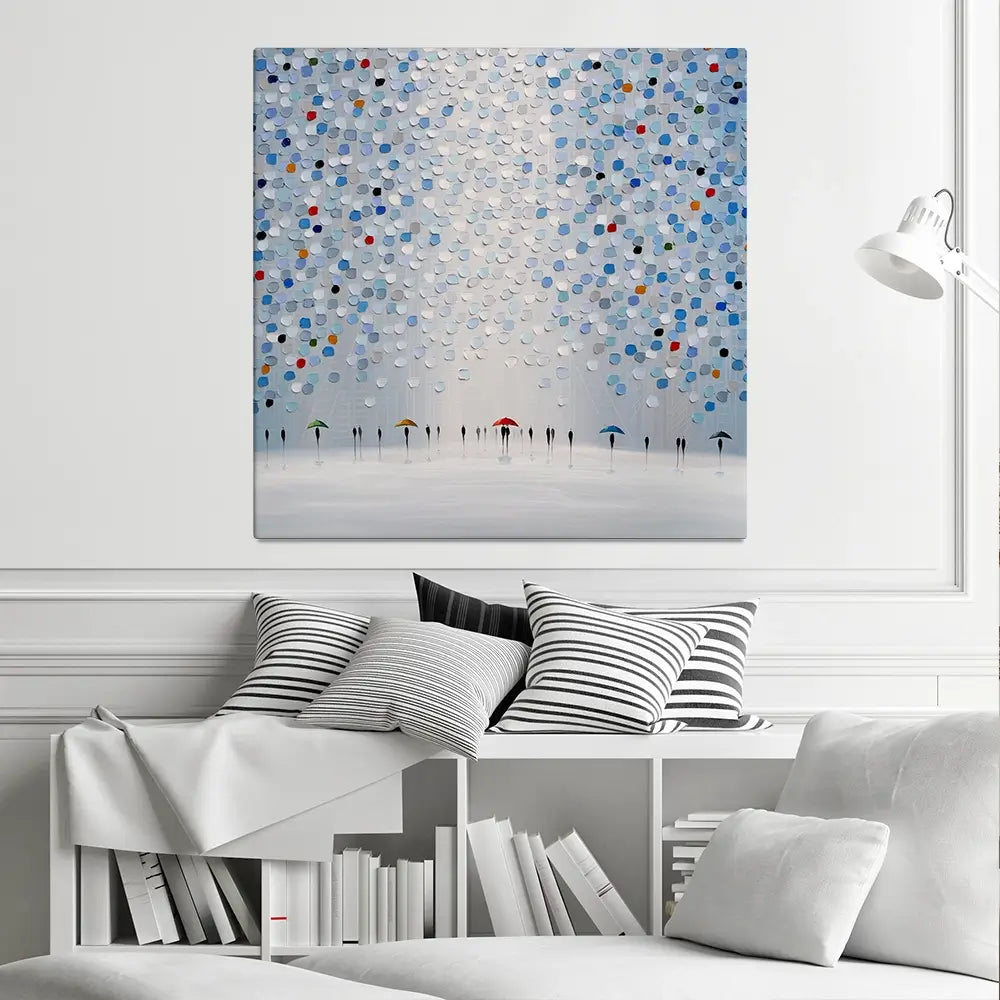 Dancing In The Pale Blue Rain Square Canvas Print Dancing In The Pale Blue Rain Square Canvas Print wall art product Ekaterina Ermilkina
