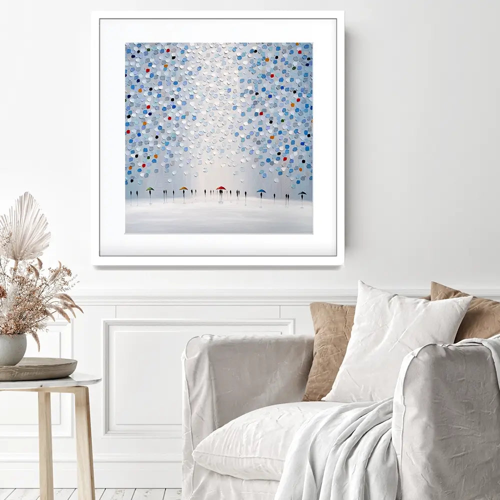 Dancing In The Pale Blue Rain Square Framed Art Print Dancing In The Pale Blue Rain Square Framed Art Print wall art product Ekaterina Ermilkina
