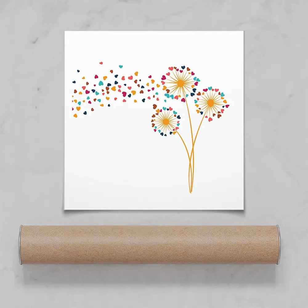 Dandelion Hearts Square Art Print Dandelion Hearts Square Art Print wall art product Art Print Shop