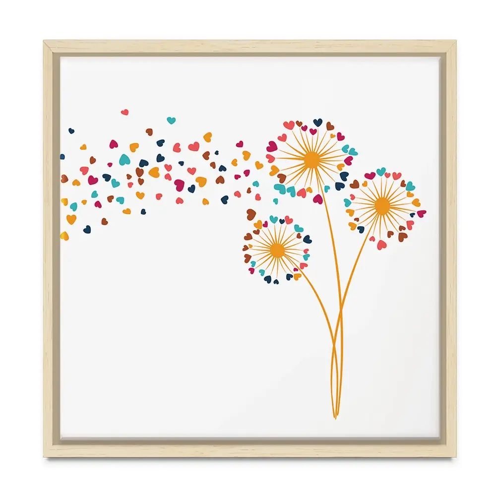 Dandelion Hearts Square Canvas Print Dandelion Hearts Square Canvas Print wall art product Art Print Shop