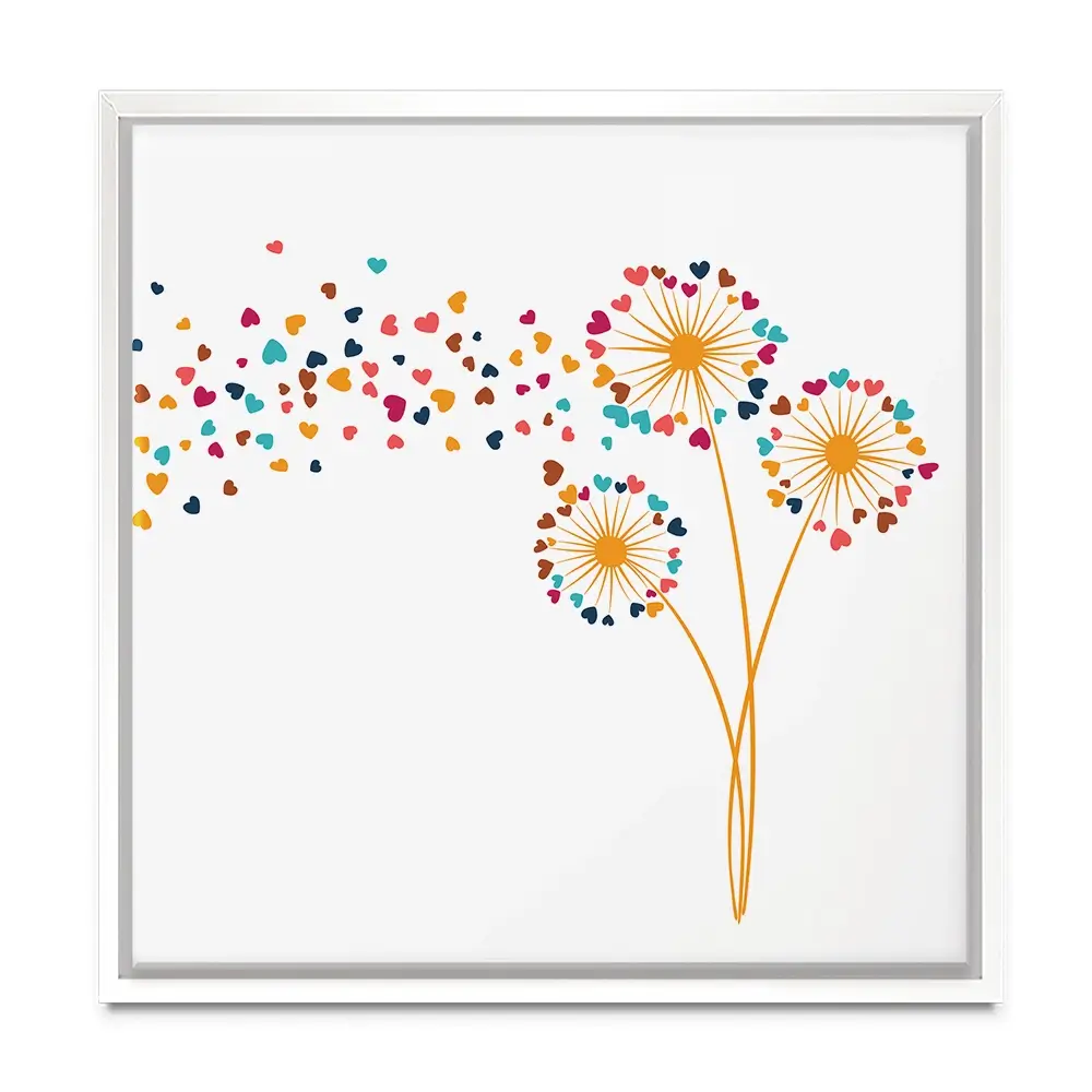 Dandelion Hearts Square Canvas Print Dandelion Hearts Square Canvas Print wall art product Art Print Shop