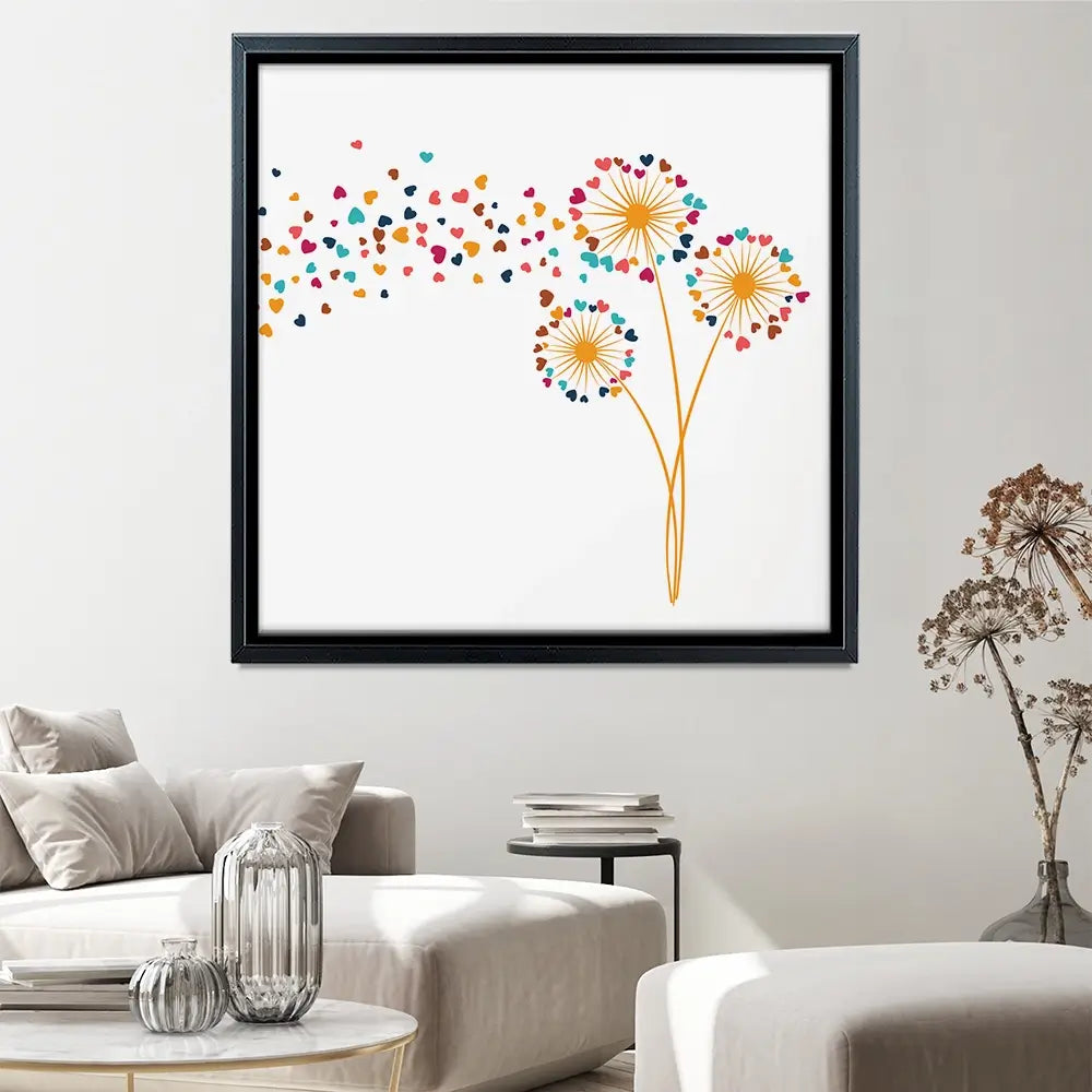 Dandelion Hearts Square Canvas Print Dandelion Hearts Square Canvas Print wall art product Art Print Shop