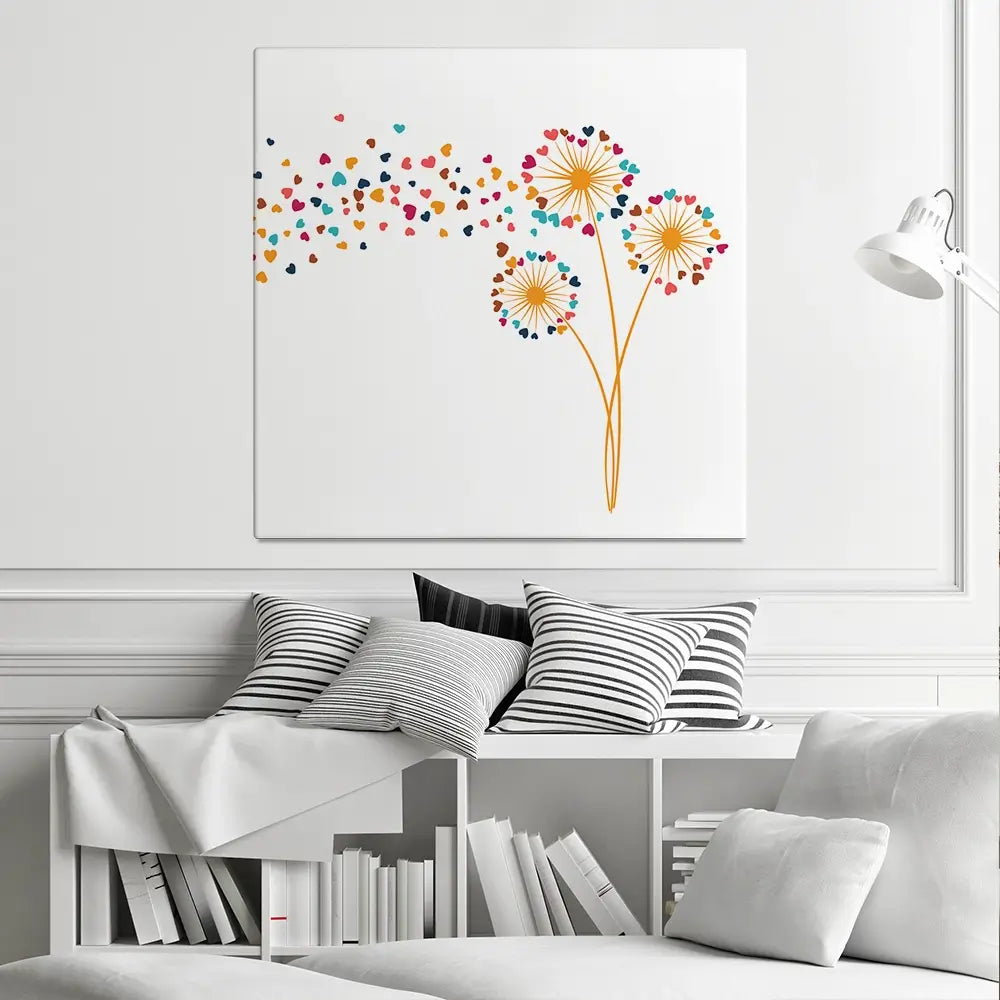 Dandelion Hearts Square Canvas Print Dandelion Hearts Square Canvas Print wall art product Art Print Shop