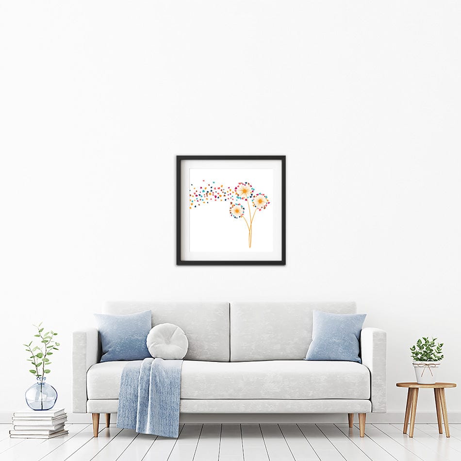 Dandelion Hearts Square Framed Art Print wall art product Sunward Art / Shutterstock
