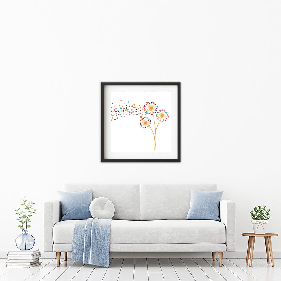 Dandelion Hearts Square Framed Art Print wall art product Sunward Art / Shutterstock
