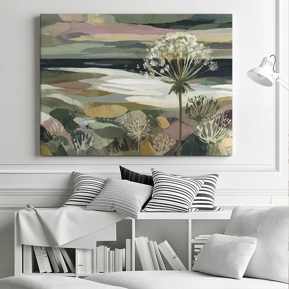 Dandelion Misty Meadow Canvas Print Dandelion Misty Meadow Canvas Print wall art product Chromatic Storm Studio
