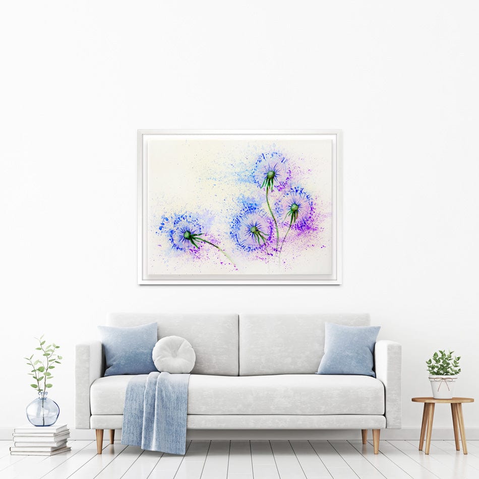 Dandelions In Blue And Purple Canvas Print wall art product Valenty / Shutterstock