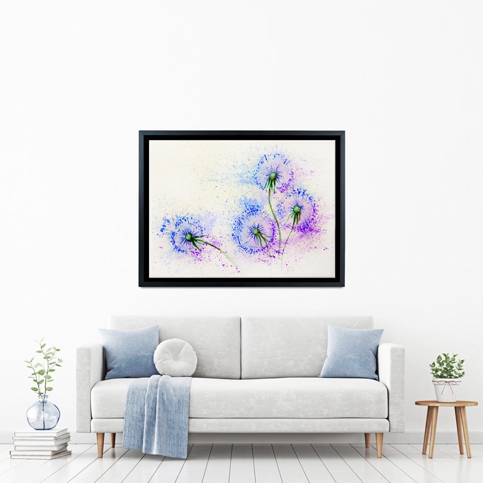 Dandelions In Blue And Purple Canvas Print wall art product Valenty / Shutterstock