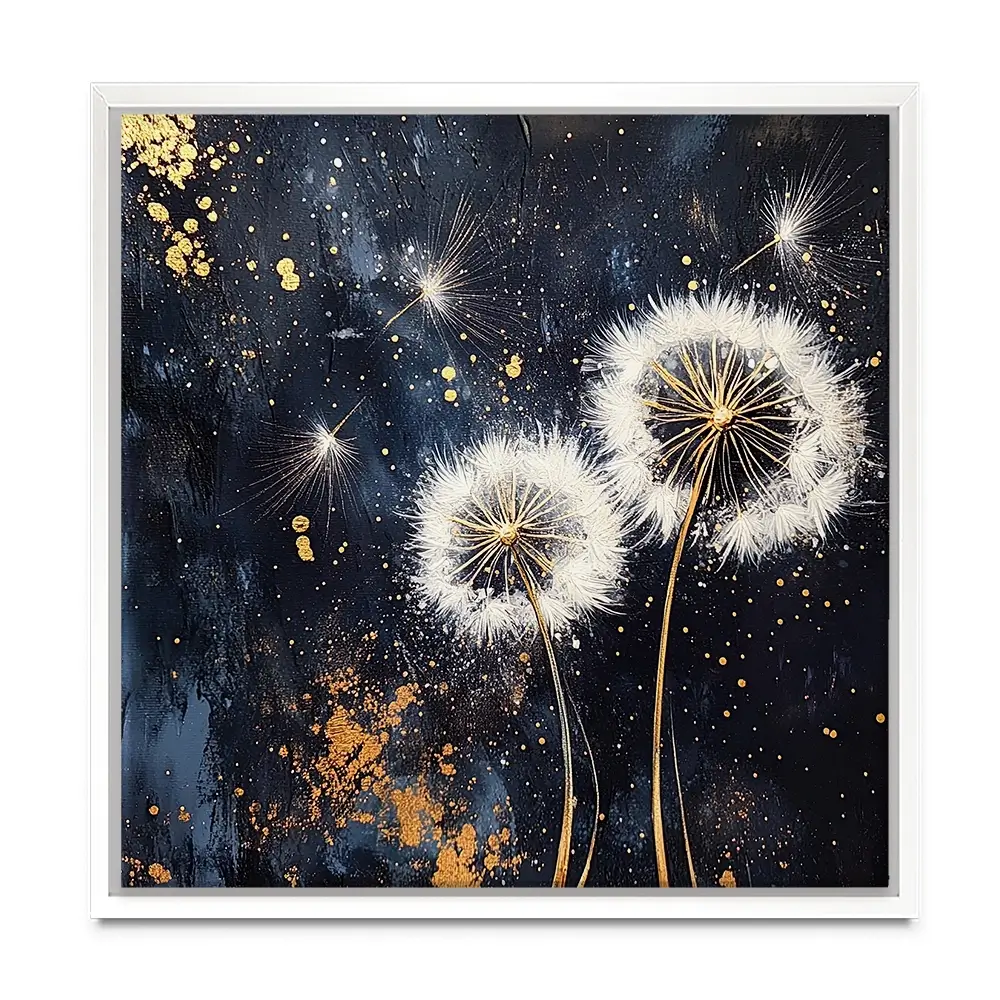 Dandelions In The Dark 1 Square Canvas Print Dandelions In The Dark 1 Square Canvas Print wall art product Violeta Allaberdieva