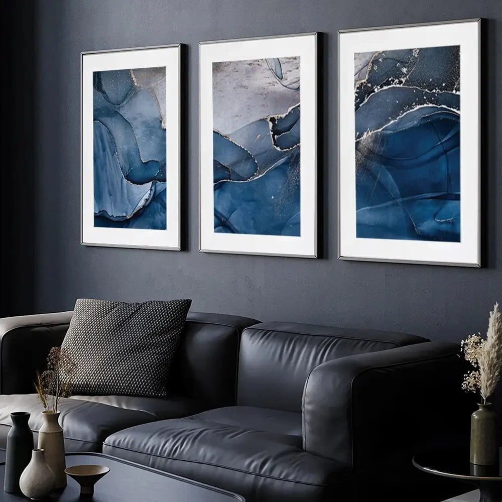 Dark Blue Marble Framed Art Print Trio Dark Blue Marble Framed Art Print Trio wall art product djero.adlibeshe yahoo.com / Shutterstock