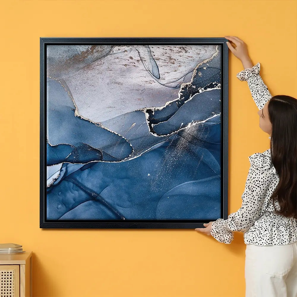 Dark Blue Marble Oversized Canvas Print Dark Blue Marble Oversized Canvas Print wall art product Art Print Shop